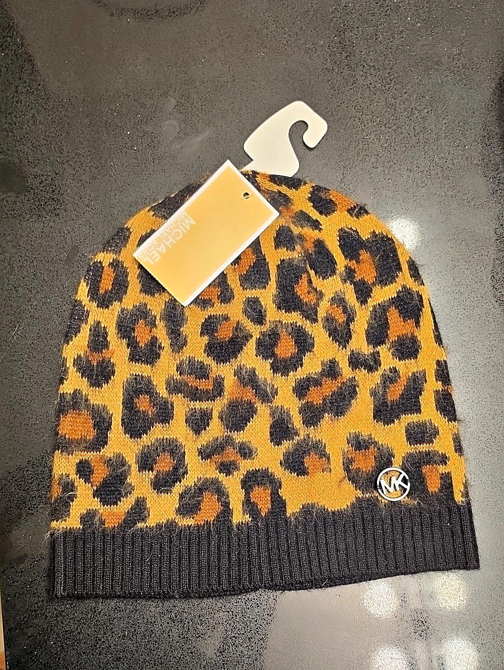 Michael Kors Leopard Print Knit Beanie